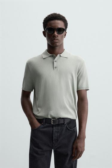 POLO DE TRICÔ MISTURA VISCOSE - ESVERDEADO da Zara