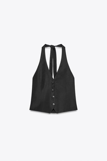 CHALECO TOP HALTER NŒUD - Noir de Zara - Image 5