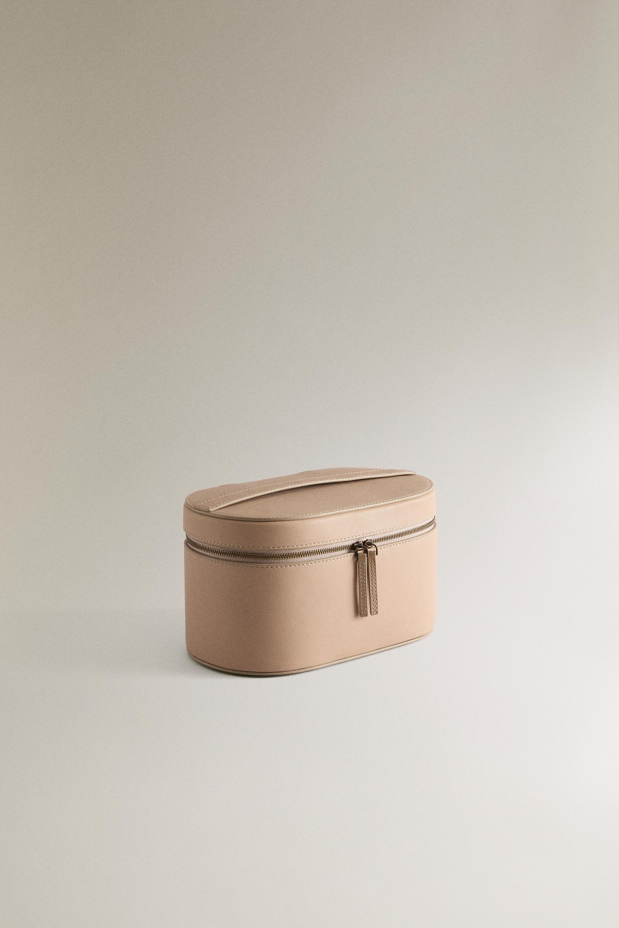 SMALL RIGID LEATHER MAKEUP BAG
