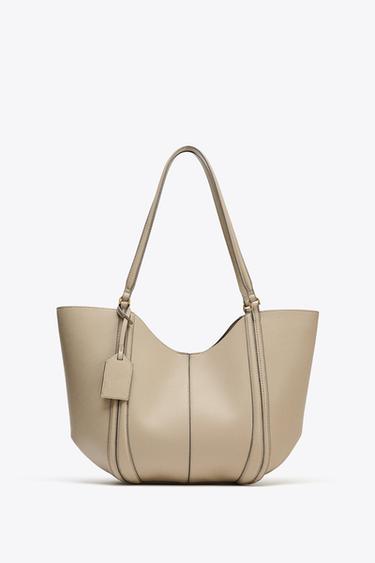 Zara MAXI SHOPPER BAG - Beige