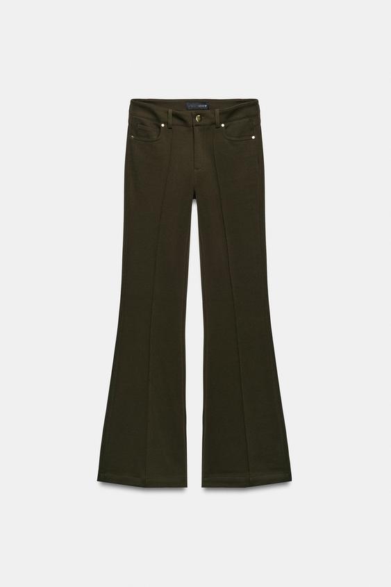 FLARE TROUSERS - Dark khaki by Zara - Image 6