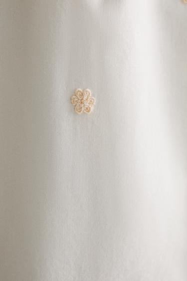 PANTALON COTON FLEURS BRODÉES - Écru de Zara - Image 3