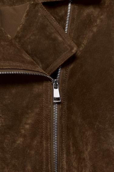 BLOUSON COURT 100% DAIM AVEC CEINTURE - Tabac de Zara - Image 4