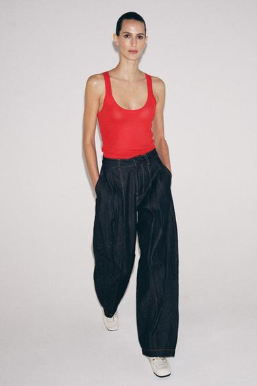 FINE KNIT SLEEVELESS TOP - Red by Zara