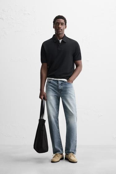 TEXTURED POLO SHIRT - Black by Zara