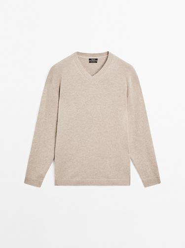 Zara 100% cashmere oversize V-neck sweater - Mink