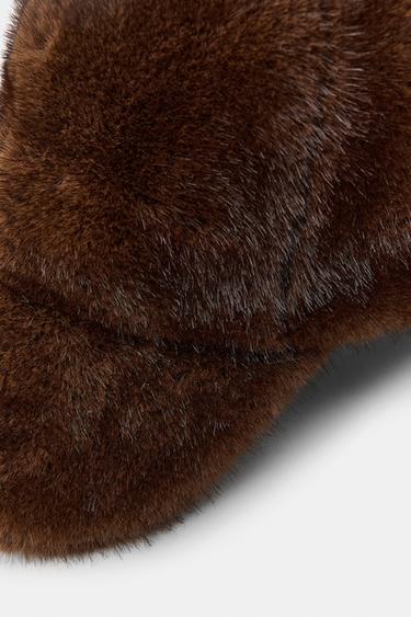 FAUX FUR CAP - Brown by Zara - Image 2