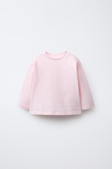CAMISETA LISA MANGA LARGA - Rosa de Zara