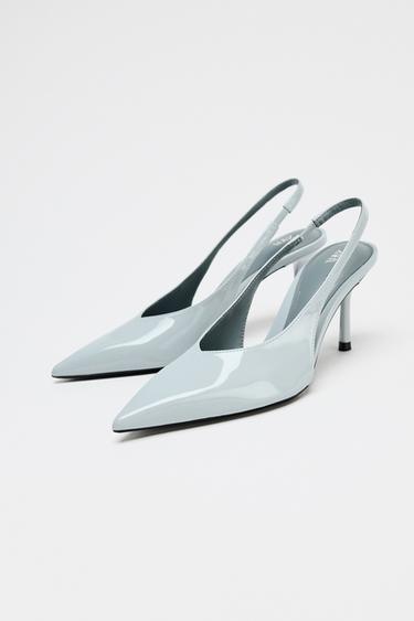 CHAUSSURES OUVERTES À L'ARRIÈRE À EFFET VERNI - Bleu de Zara - Image 3