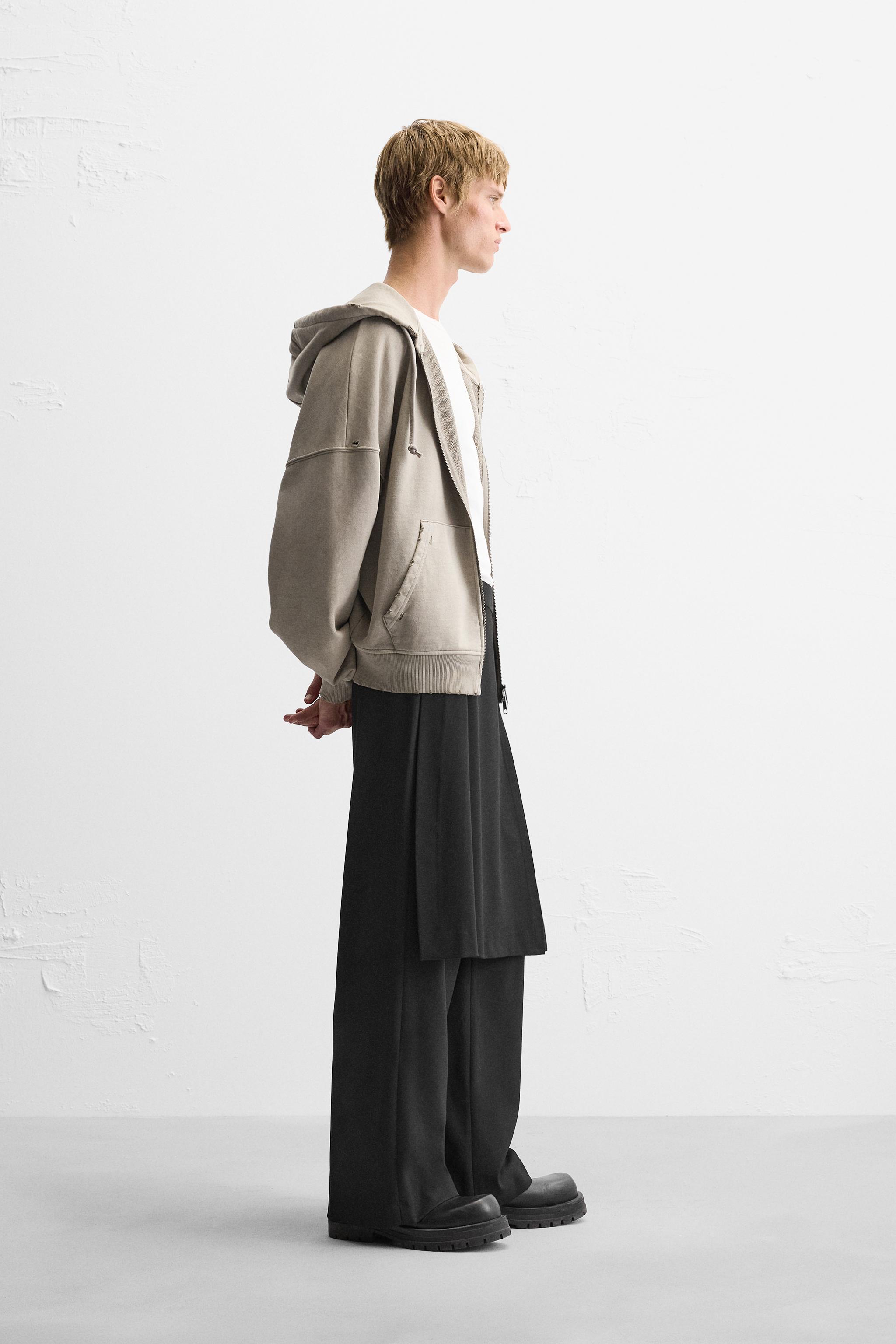 Zara Pleated Overskirt Pants Black Men