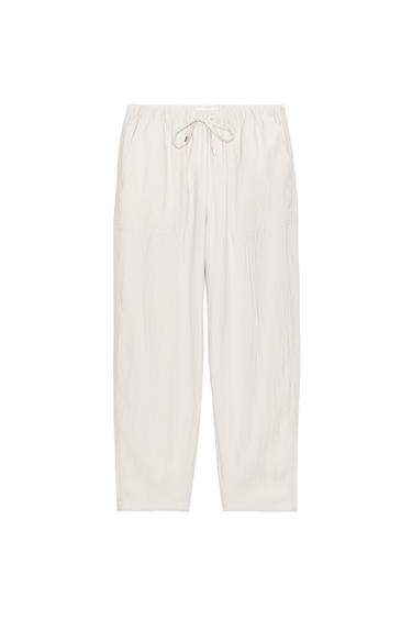 ELASTIC WAIST TROUSERS - Stone by Zara