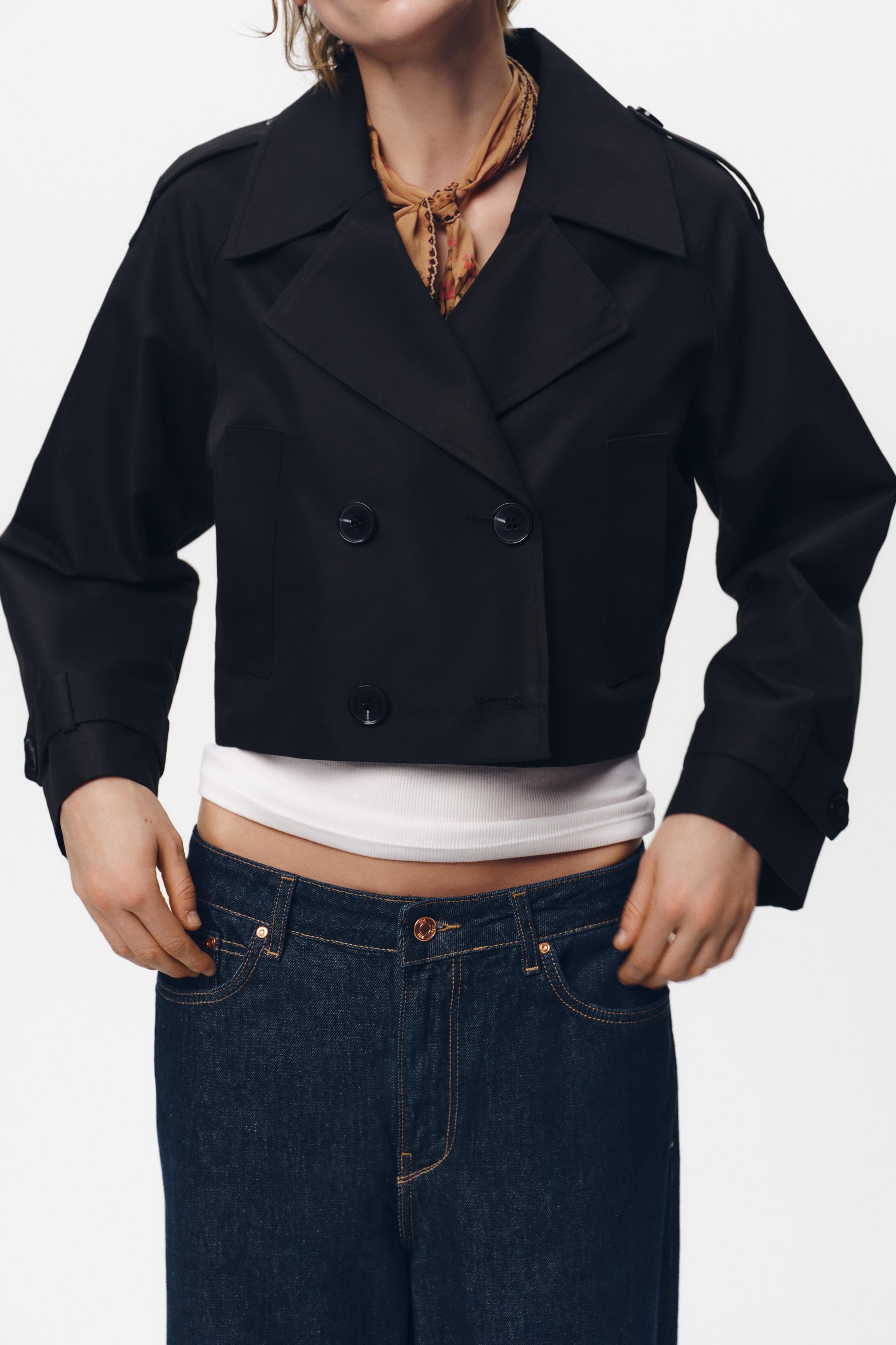 ショート丈ダブルブレストジャケット - ブラック | ZARA Japan