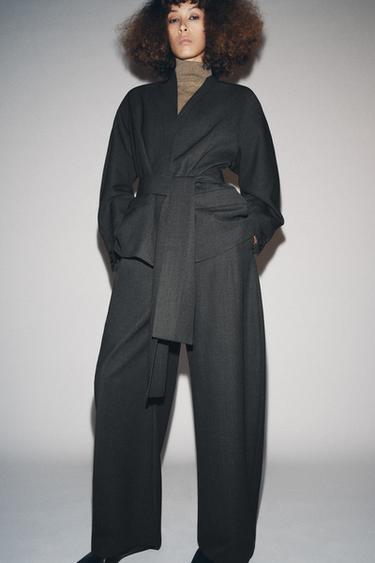 BLAZER KIMONO AVEC LAINE ZW COLLECTION - Gris foncé de Zara - Image 4