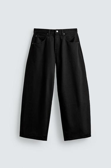 Zara BALLOON FIT 牛仔褲 - 黑色