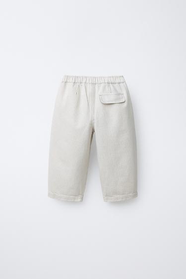 STRIPED BAGGY TROUSERS - Ecru by Zara - Image 1