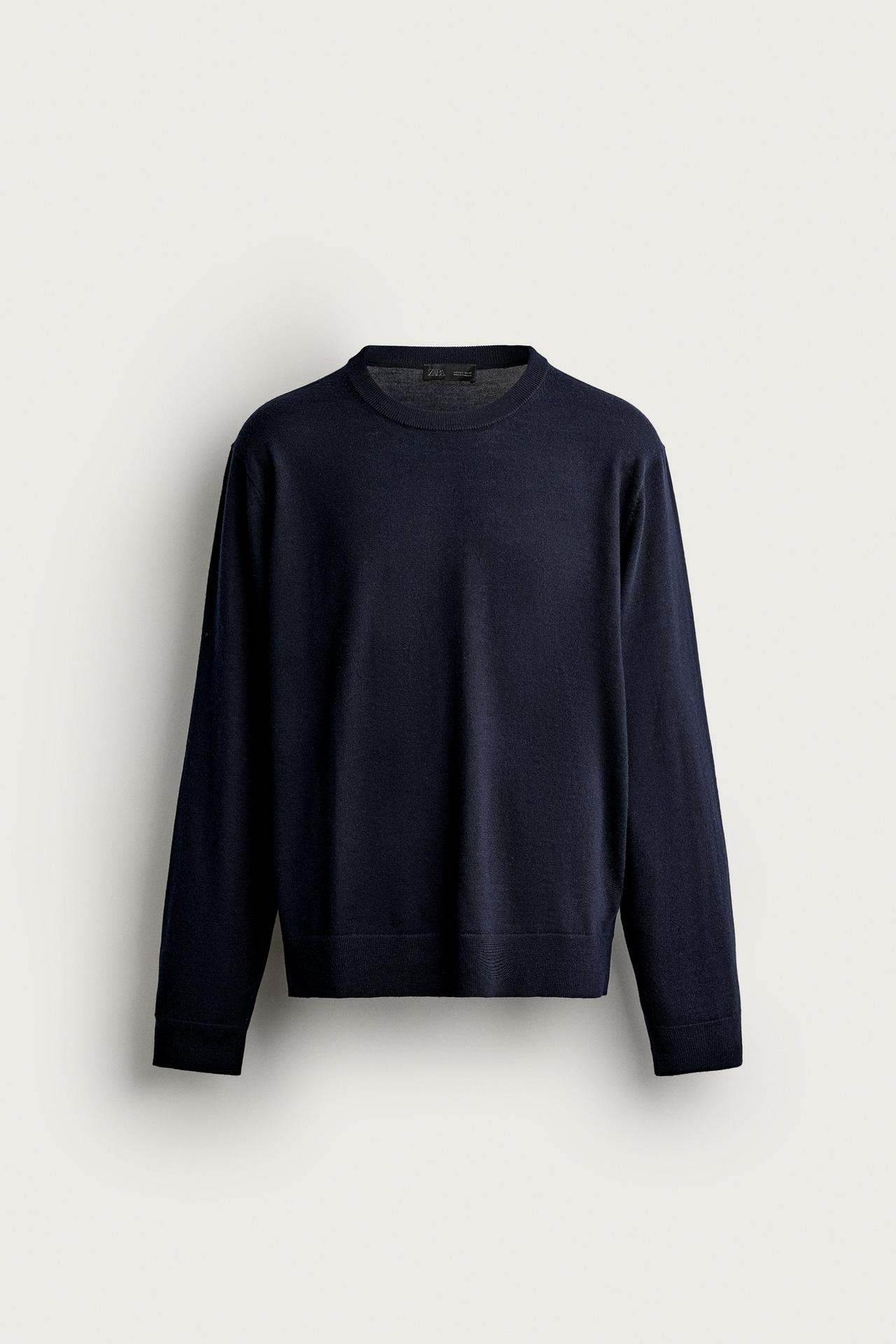 100% WOOL REGULAR FIT JUMPER — Navy blue