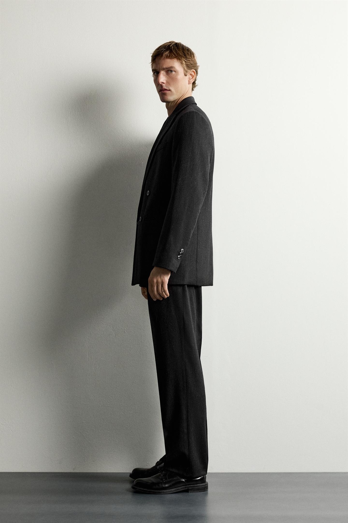 Мужские брюки Zara 100% Wool Manteco® Suit, цвет: Серый меланжевый — фото 4