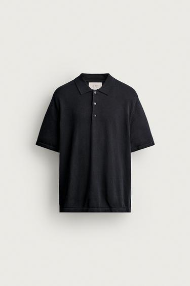 REGULAR FIT KNIT POLO SHIRT - Dark navy by Zara