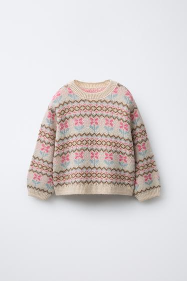 JACQUARD KNIT SWEATER WITH WOOL - Fuchsia by Zara - Image 0