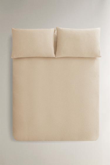 WAFFLE-KNIT DUVET COVER - Stone by Zara