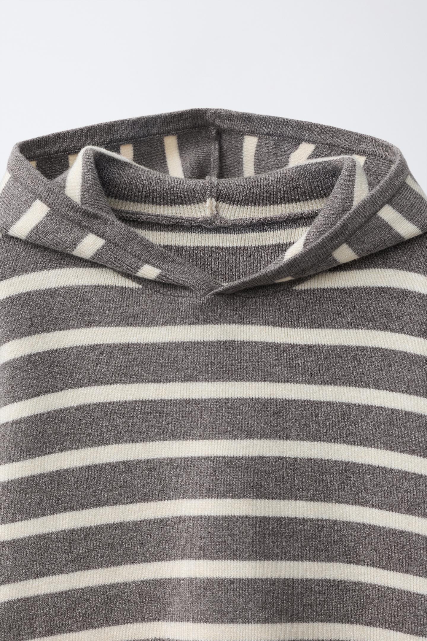 Детское худи Zara Striped Knit Jumper with, цвет: Коричневый / Серо-коричневый — фото 3