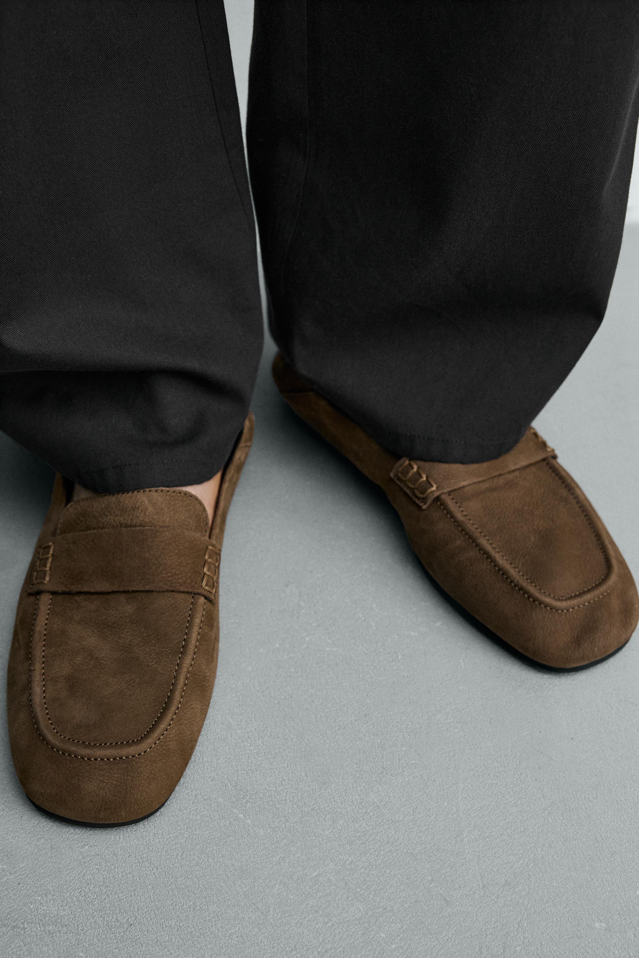 スプリットスエードレザーローファー - ブラウン | ZARA Japan / 日本