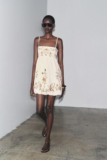 ZW COLLECTION EMBROIDERED SHORT DRESS - Ecru by Zara - Image 0