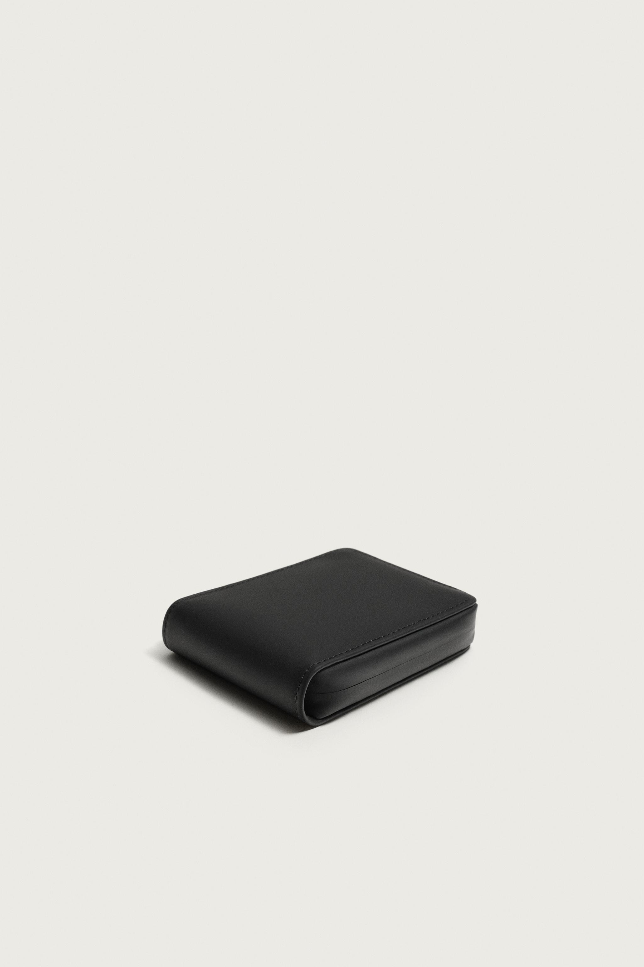 RUBBERIZED ZIP WALLET — Black
