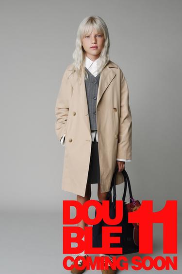Zara LONG TRENCH COAT - taupe brown