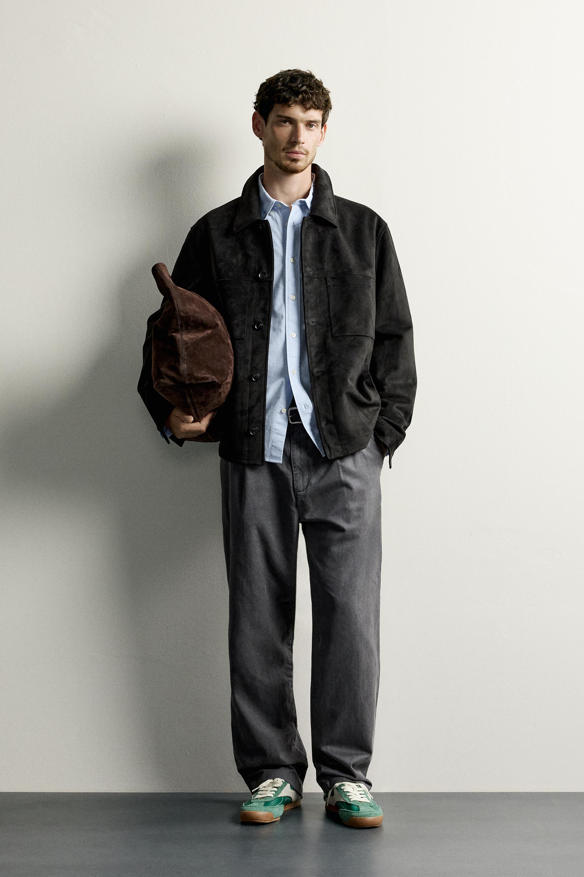 FAUX SUEDE REGULAR FIT OVERSHIRT