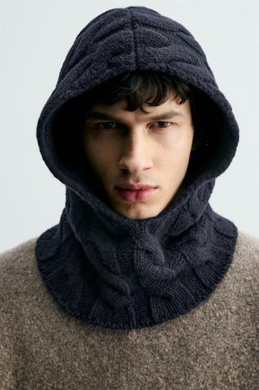 CAGOULE EN MAILLE TRESSÉE EN LAINE - Bleu marine de Zara - Image 1