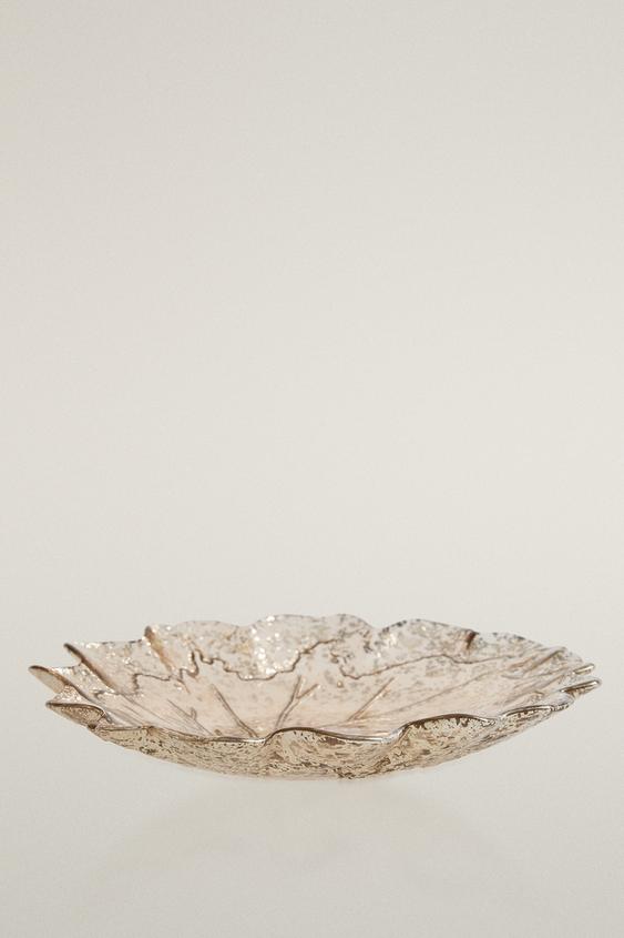 Zara CHRISTMAS MERCURISED GLASS LEAF BOWL - Silver - Image 0
