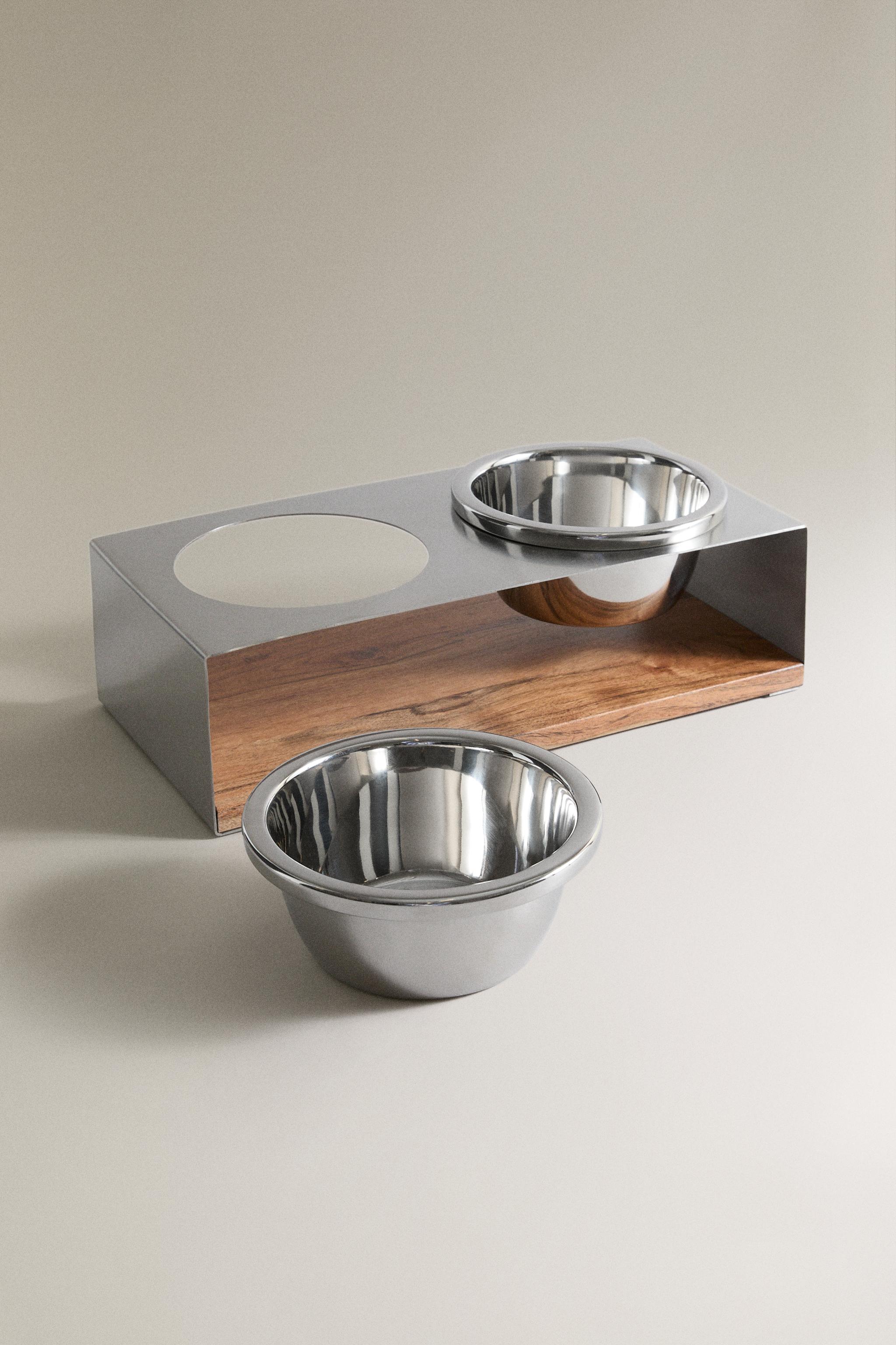 PET BOWL AND STAND SET - Matte silver | ZARA Canada