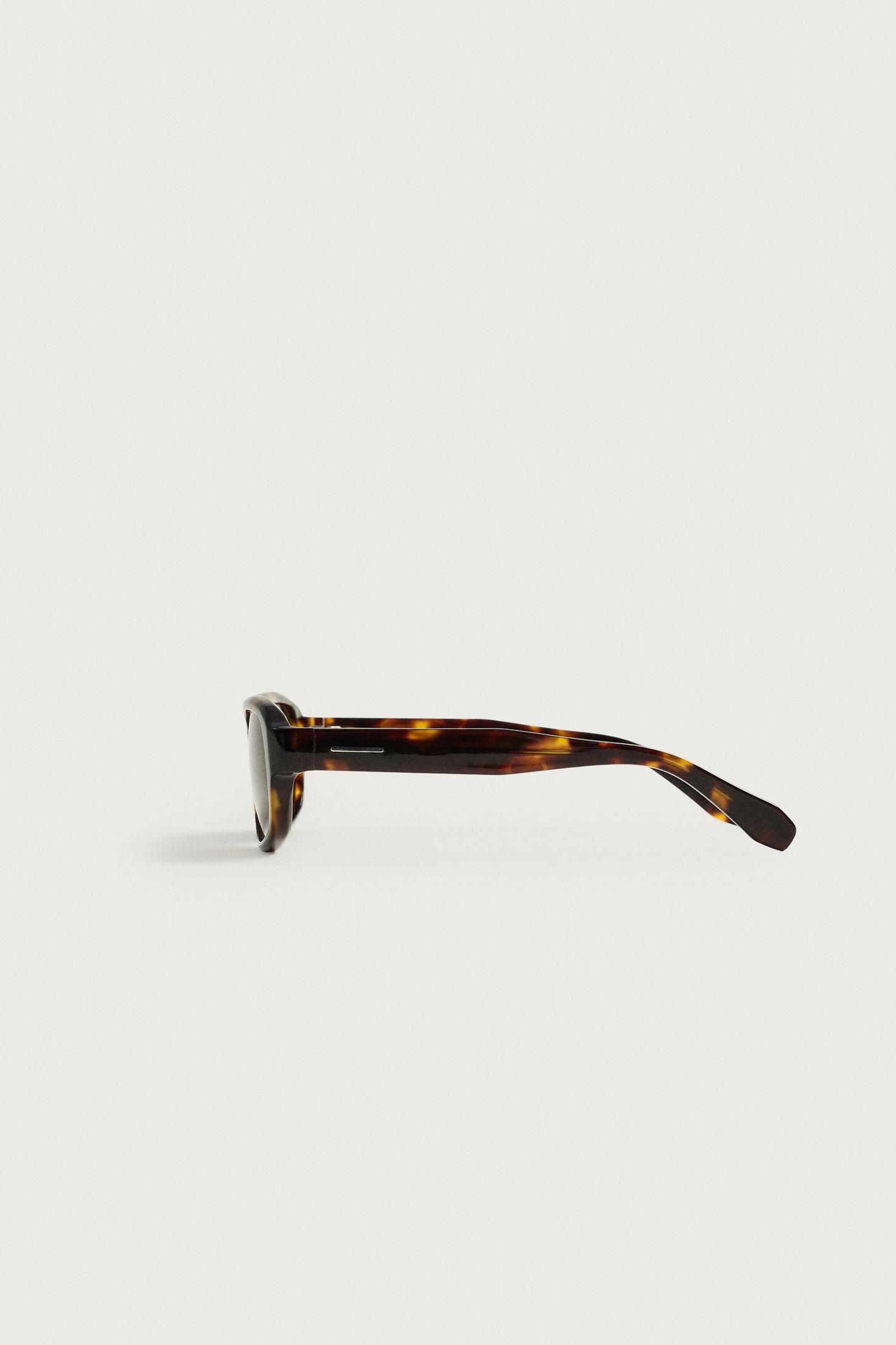 Мужские солнцезащитные очки Zara Rectangular Sunglasses, цвет: Черепаховый ракушечный — фото 4