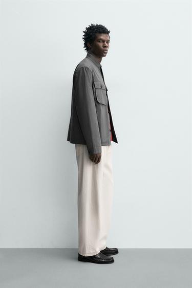 COTTON OVERSHIRT WITH POCKETS - Mid-grey by Zara - Image 3