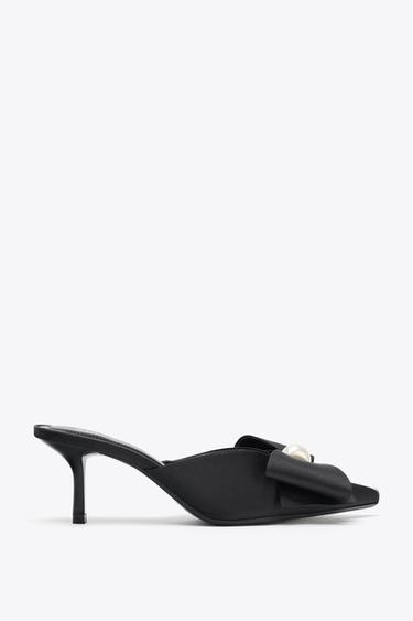 SATIN BOW HEEL SHOE - Black by Zara