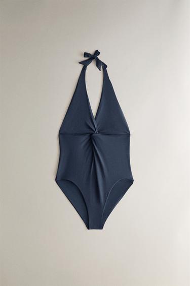 MAILLOT DE BAIN HALTER NŒUD - Bleu moyen de Zara - Image 0
