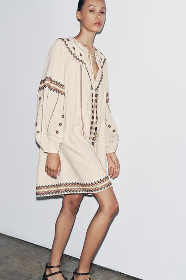 ROBE BRODÉE ZW COLLECTION - Multicolore de Zara - Image 4