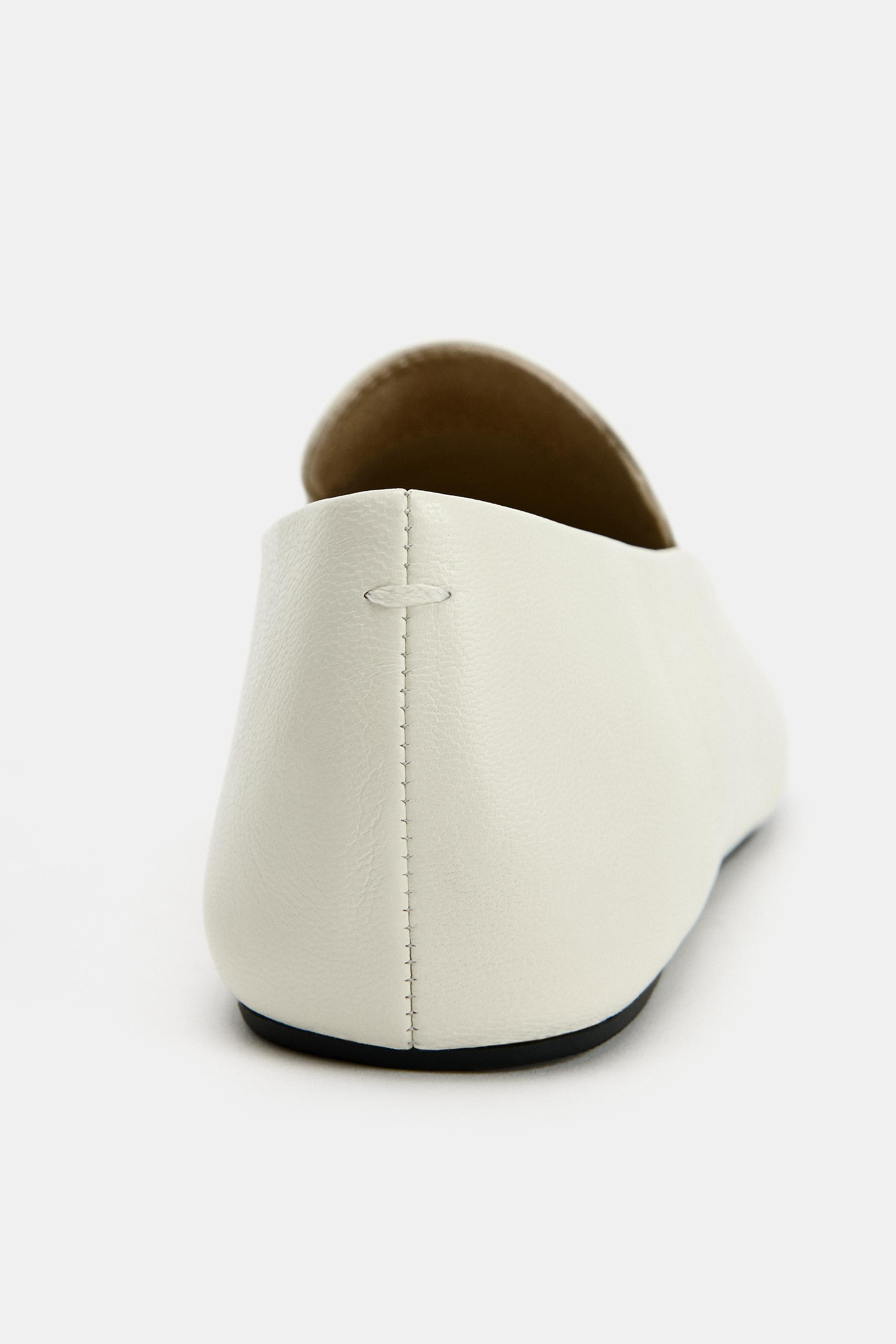Женские туфли Zara SOFT LEATHER FLAT LOAFERS — фото 4