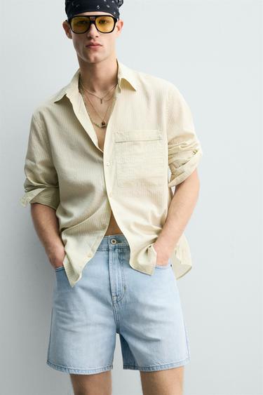 RELAXED FIT DENIM BERMUDA SHORTS - Light blue by Zara - Image 4