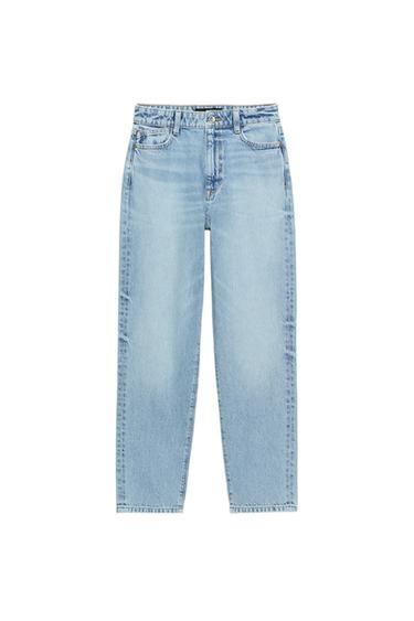 Z1975 MOM FIT ДЪНКИ С ВИСОКА ТАЛИЯ - Средно-син от Zara