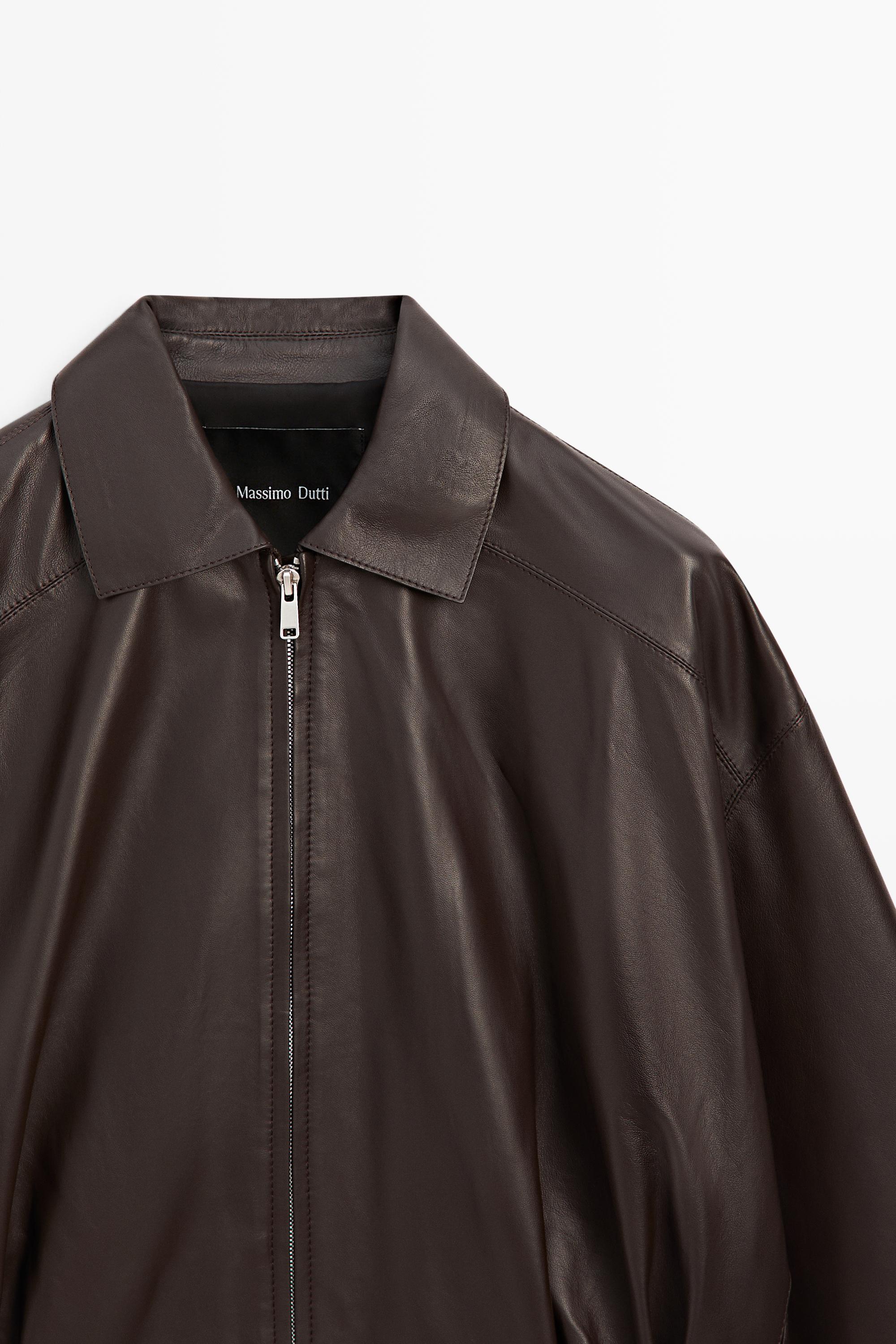 Pleated nappa leather jacket