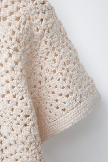 CHEMISE EN MAILLE CROCHET - Écru de Zara - Image 3
