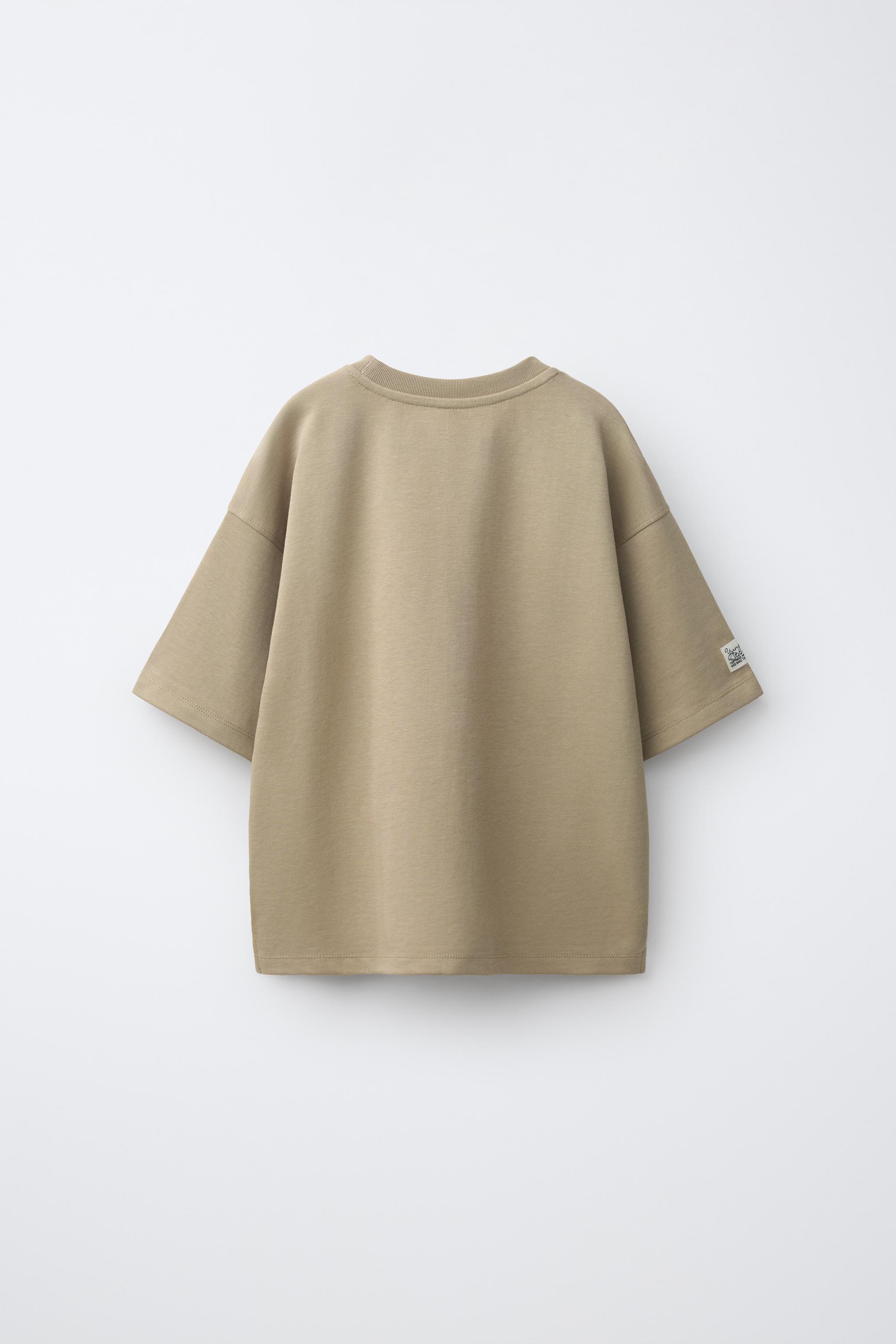 EMBROIDERED INTERLOCK T-SHIRT — Light brown