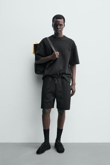 INTERLOCK RELAXED FIT JOGGER BERMUDA SHORTS - Black by Zara
