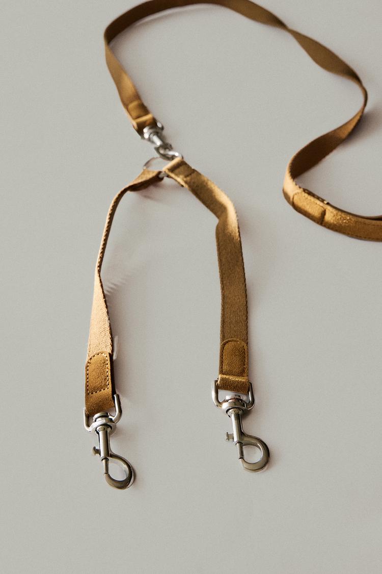 DOUBLE PET LEAD COUPLER ACCESSORY — Beige