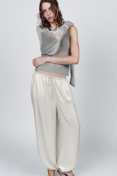 Zara METALLIC THREAD BATWING SLEEVE TOP - Silver - Image 0