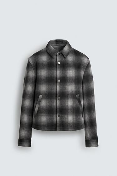 Zara 格紋襯衫式外套 - 黑色 / 白色