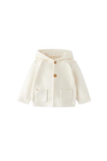KNIT THREE-QUARTER-LENGTH COAT WITH POCKETS