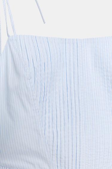 TOP COURT STYLE CORSET EN POPELINE - Bleu / Blanc de Zara - Image 6